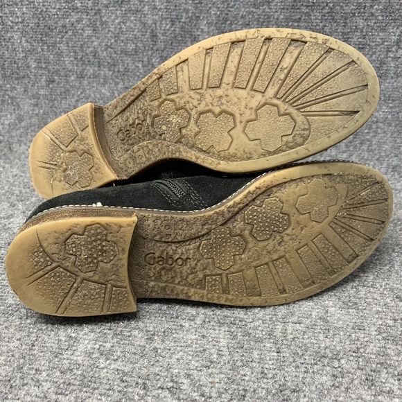 Gabor Shoe Boot Leather Suede Women Sz UK 6  US 8.5 Black Low Stack Heel - Picture 10 of 12